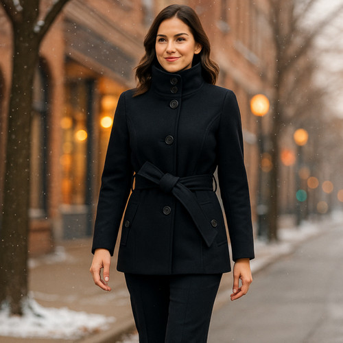 Alpine Swiss Bella Womens Wool Blend Coat Removable Belt Blazer